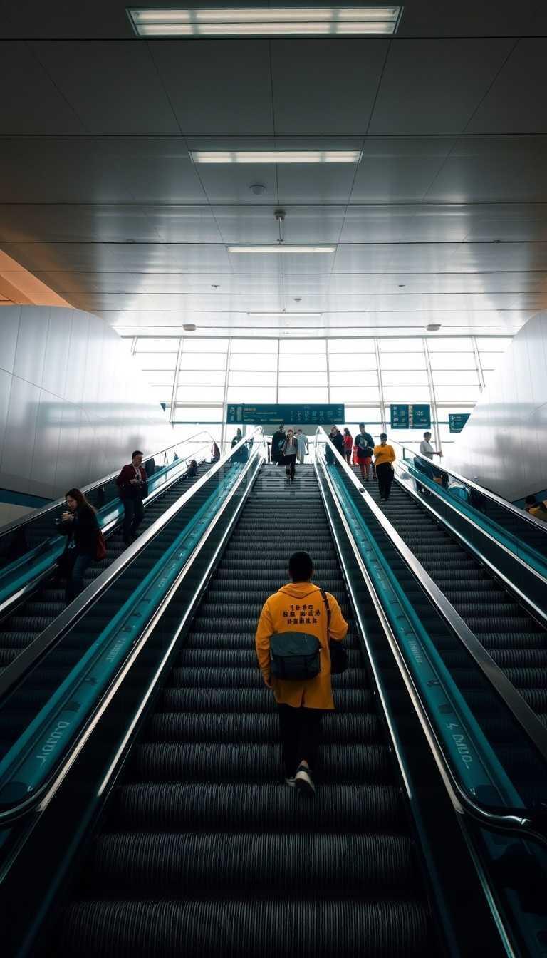 香港机场自动扶梯 连接世界的流畅律动